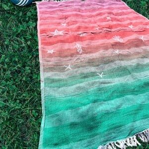 Star Fish Florida Rainbows Woven 2 Side Rainbow Scarf Wrap Blanket Towel NEW
